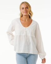 SOLEIL EMBROIDERED L/S TOP - Bone - Rip Curl