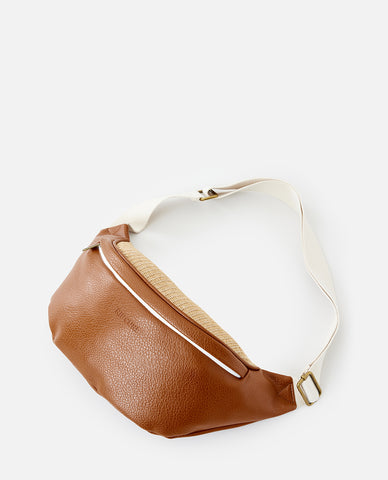 PREMIUM STRAW CROSSBODY SLING UTILITY BAG - NATURAL