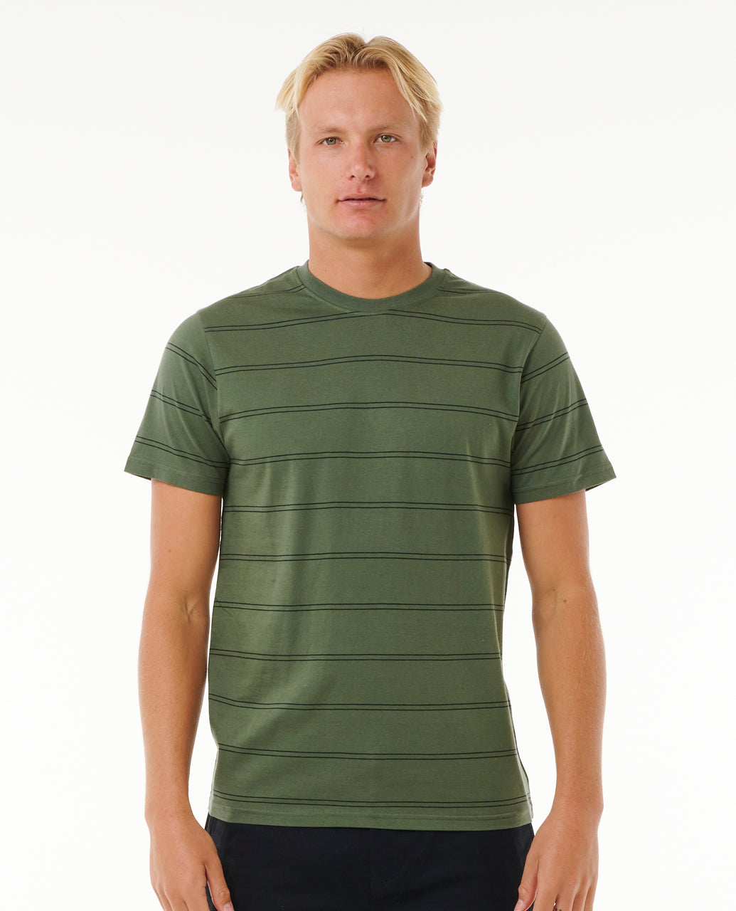 PLAIN STRIPE TEE - Dark Olive