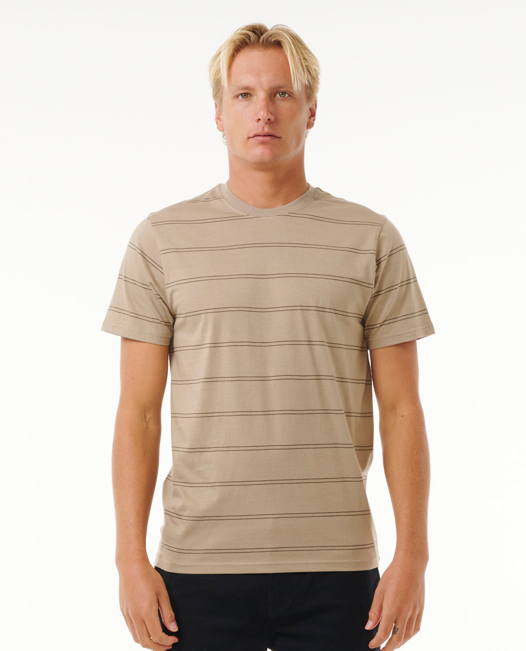 PLAIN STRIPE TEE - Sand Dune