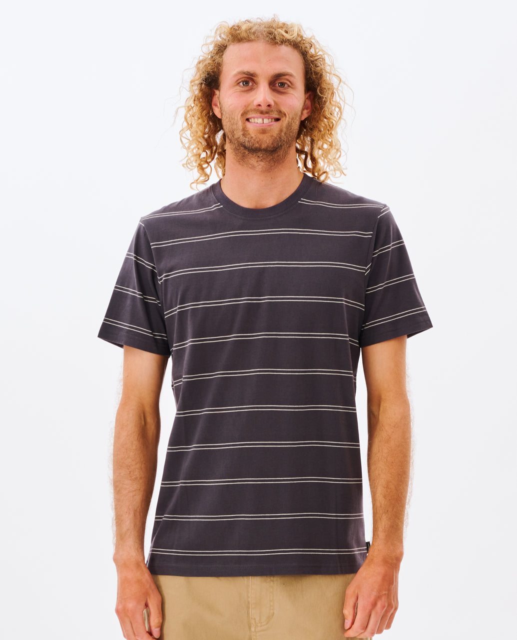 PLAIN STRIPE TEE - Washed Black