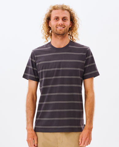 PLAIN STRIPE TEE - Washed Black