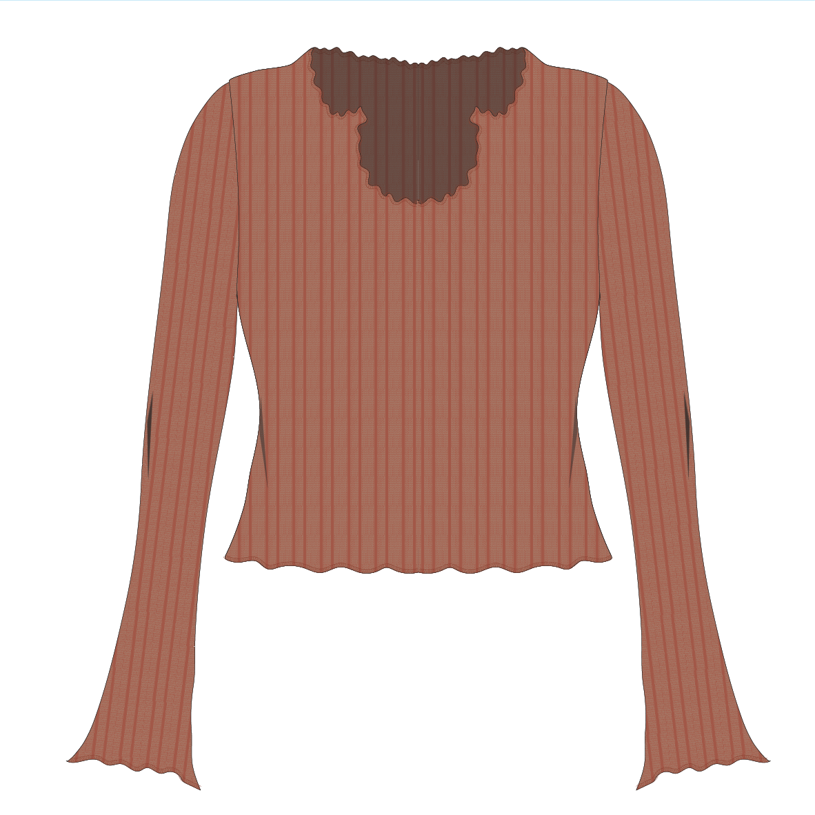 SOLEIL TEXTURED L/S TOP - Dark Rust