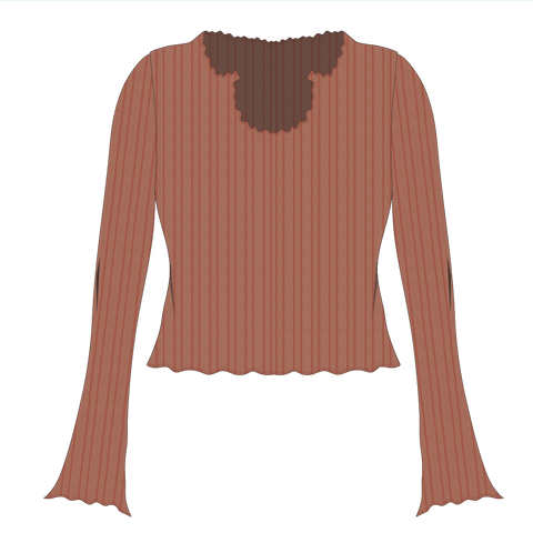 SOLEIL TEXTURED L/S TOP - Dark Rust