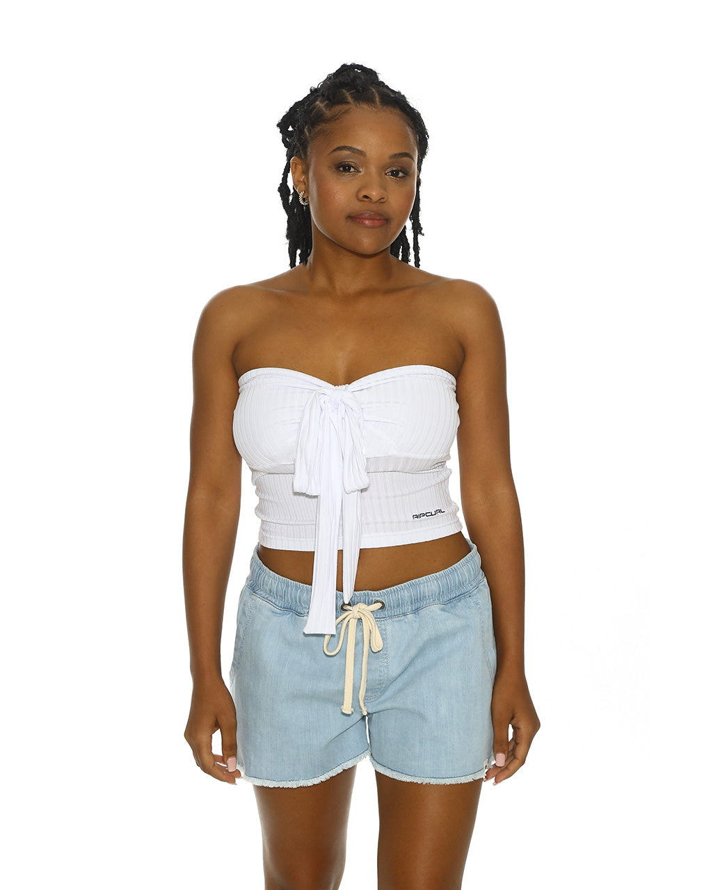 THE SEARCH TIE HALTER TOP - White