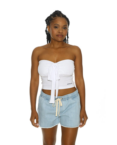 THE SEARCH TIE HALTER TOP - White