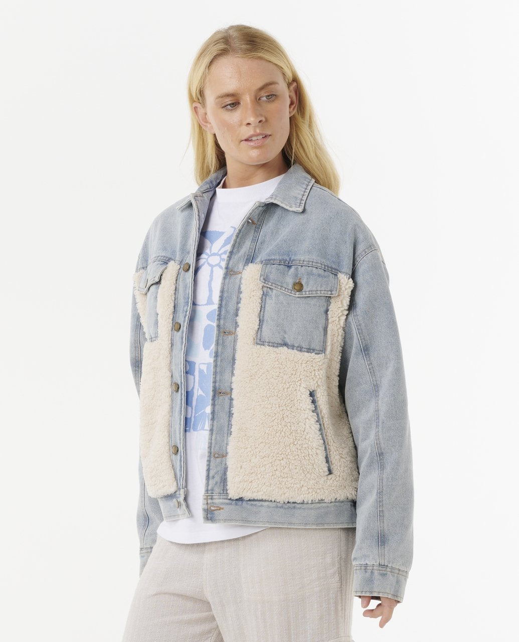 今日明日限定価格　curly DENIM TRUCKER JACKET CRUISIN SHERPA DENIM JACKET – Rip Curl